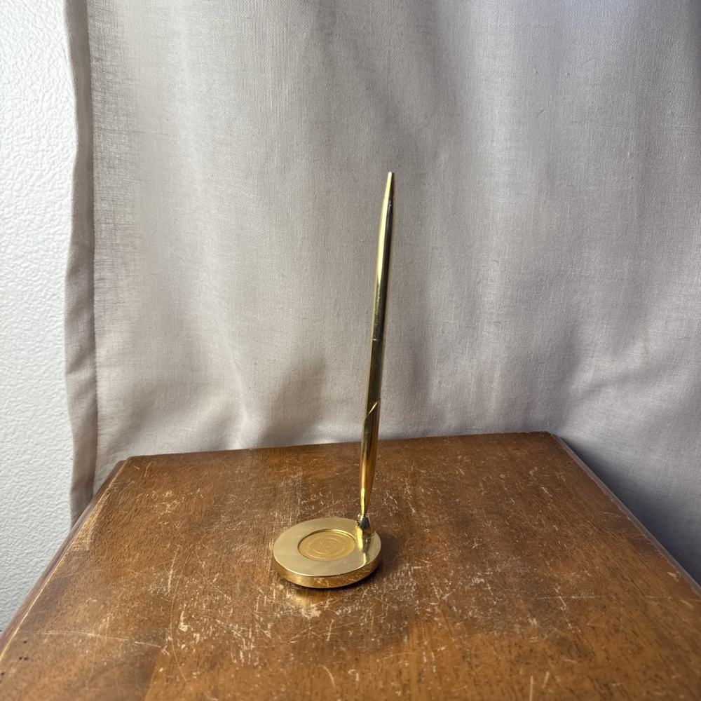 BYU Gold Plated‎ Desk Set Ballpoint Pen Stand Collector Office Alumni Gift Decor